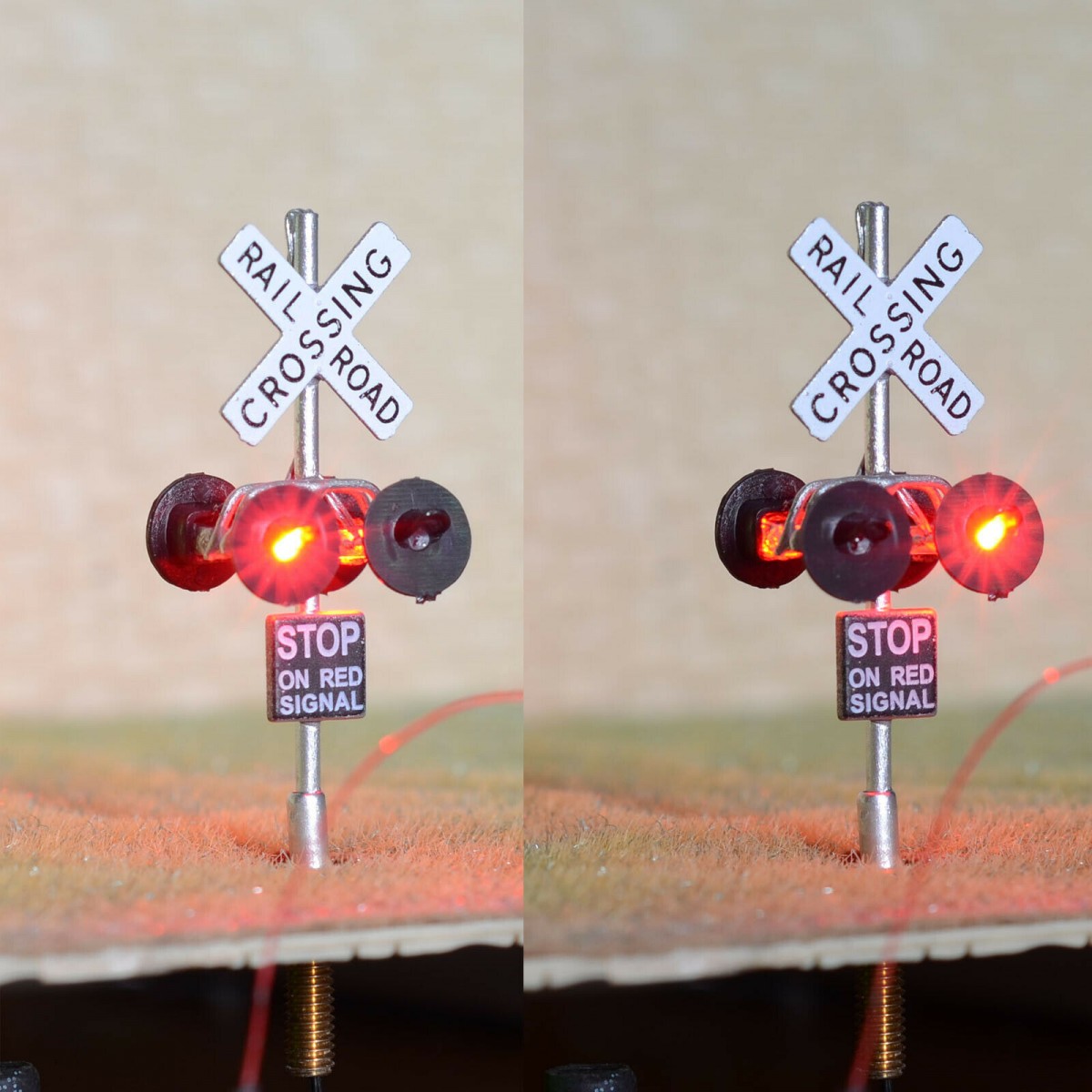 1 x HO scale railroad grade crossing signals common+ LED made 4 target face #S4C